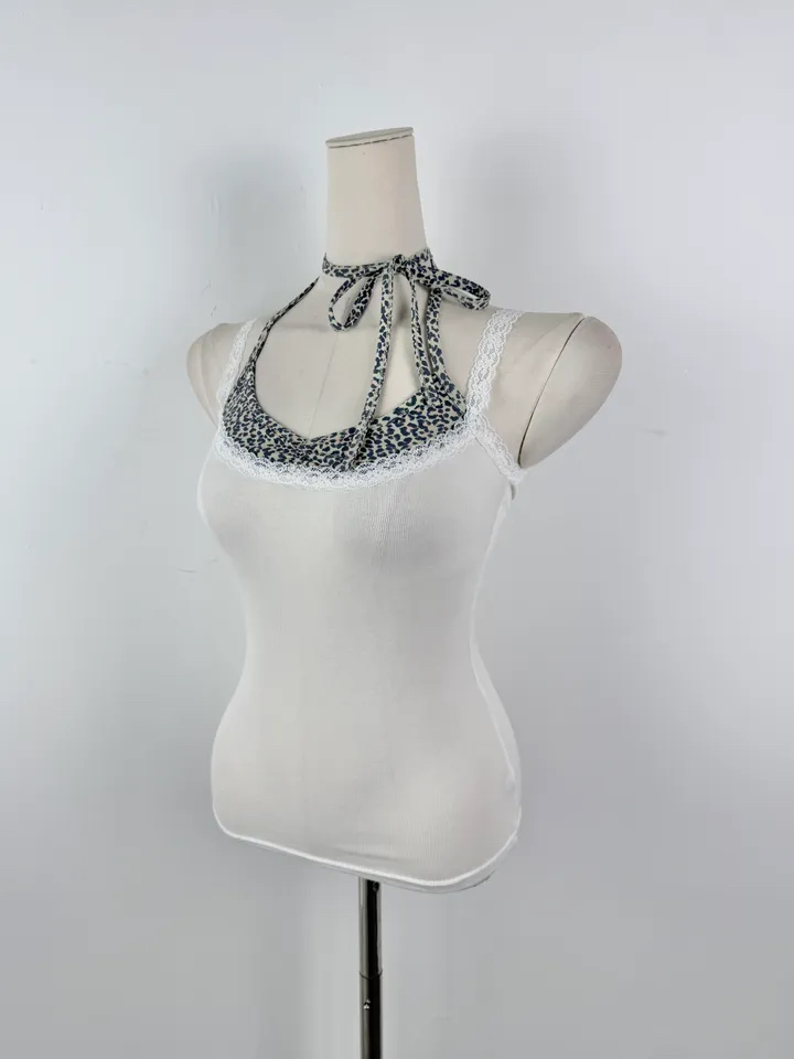 Leopard Patchwork Halter Cami Top