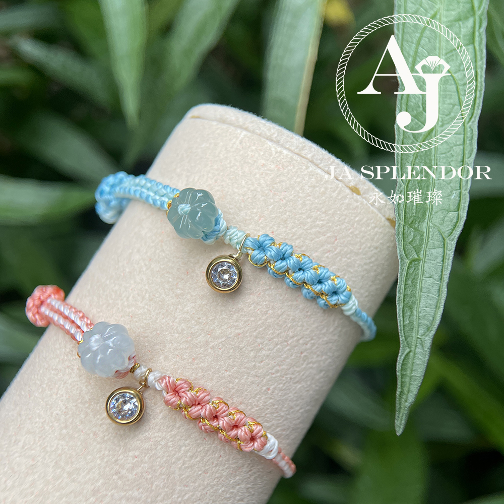 FBG26-H02 天然翡翠A玉 冰種花開手繩（私人訂制）