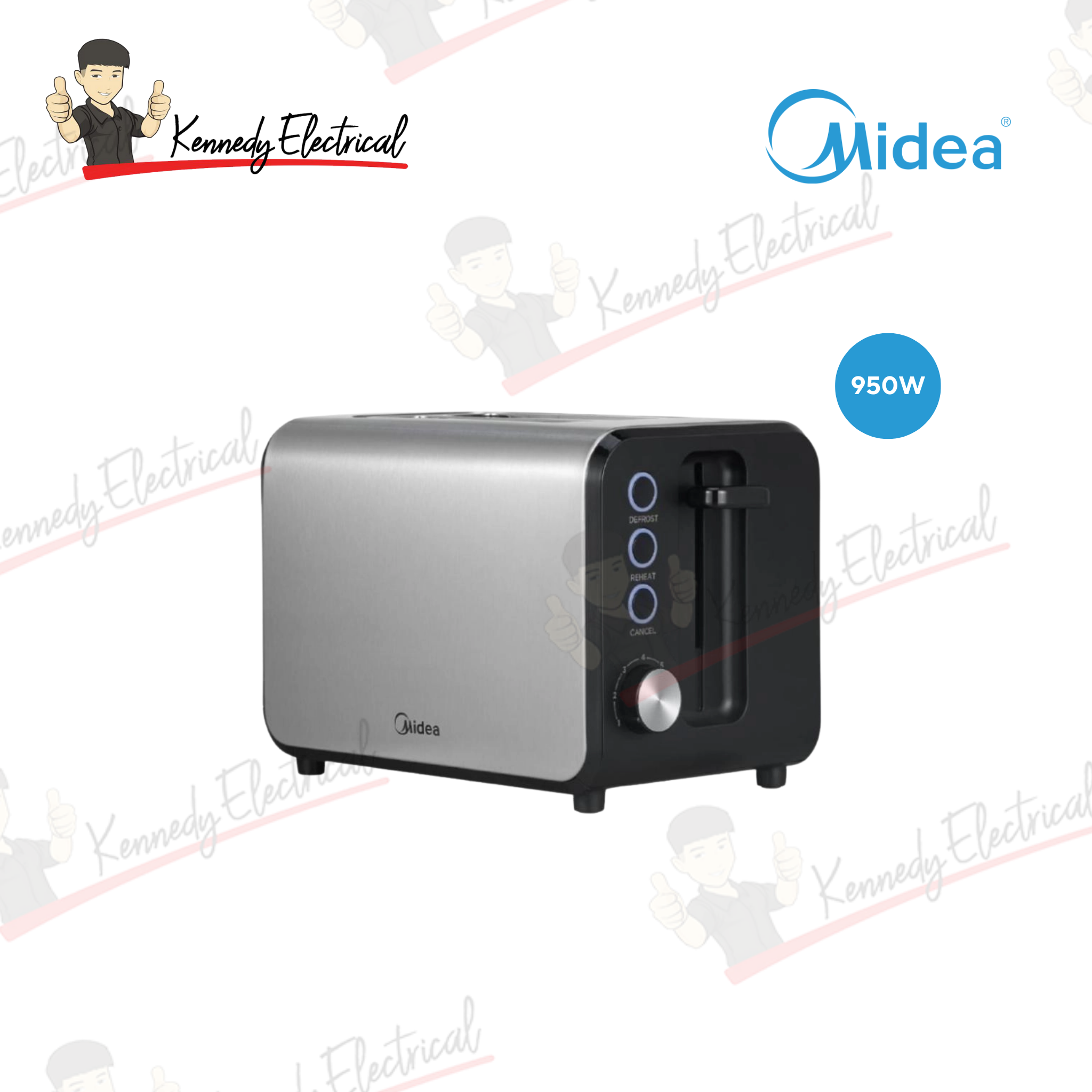 Midea 950W 2-Slice Bread Toaster(Black) MTO9502SBMK