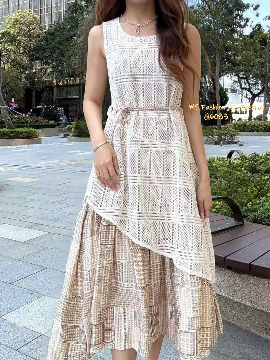 G6083 韓國🇰🇷通花背心連身裙