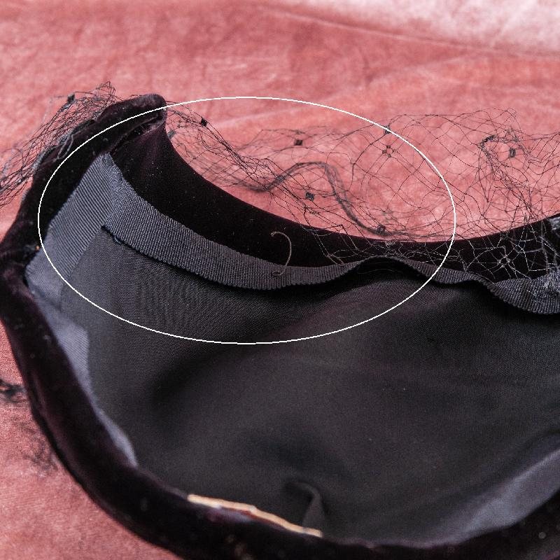Vintage C.a. 1950s Montreal Embellished Velvet Hannah Hat /Vintage Fashion Half Hat (MT1969-2)