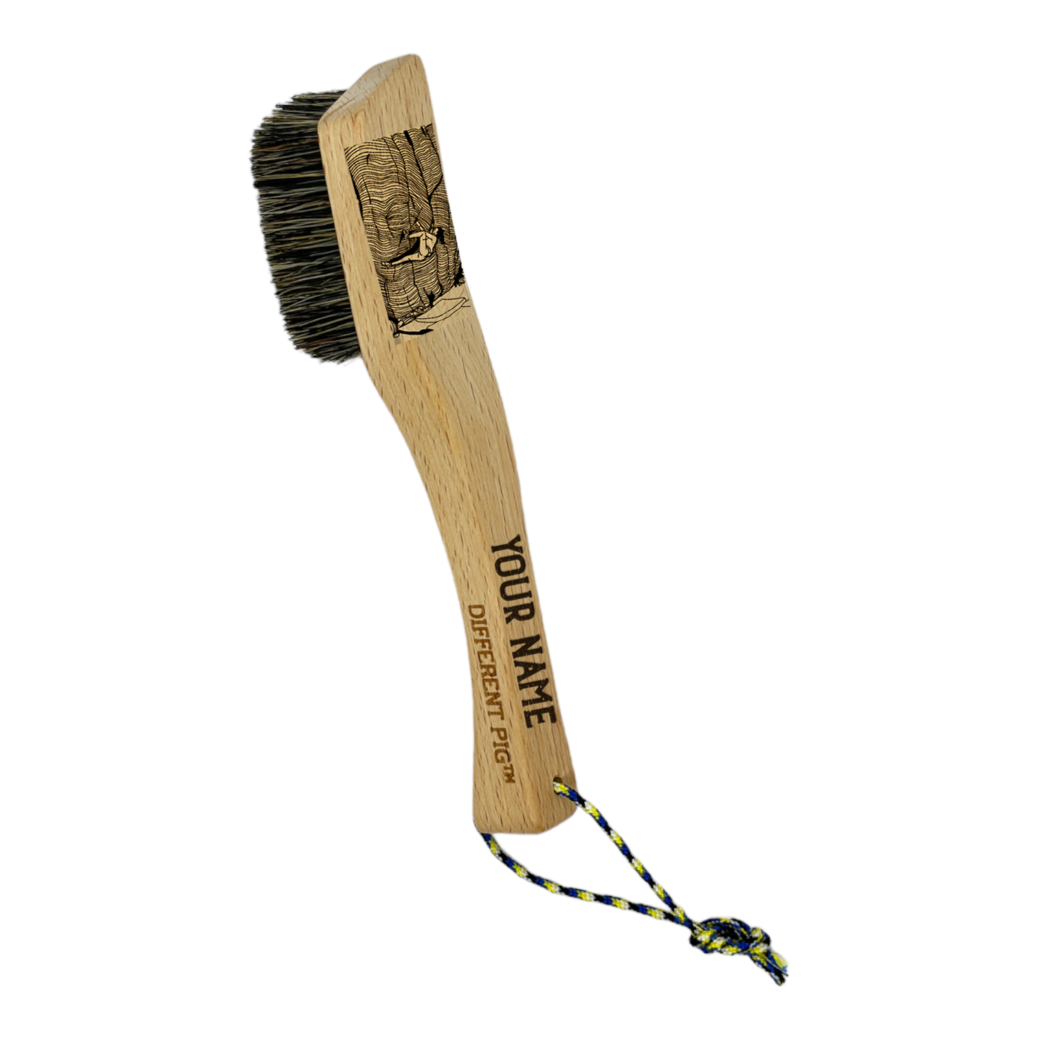 【來圖訂製】𝗗𝗜𝗙𝗙𝗘𝗥𝗘𝗡𝗧 𝗣𝗜𝗚™ OG brush with paracord fully customised by you 刻圖大豬攀岩掃
