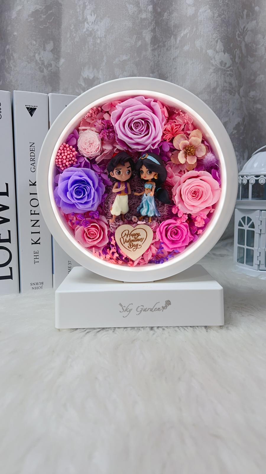 茉莉公主王子粉紫玫瑰永生花藍芽喇叭小夜燈