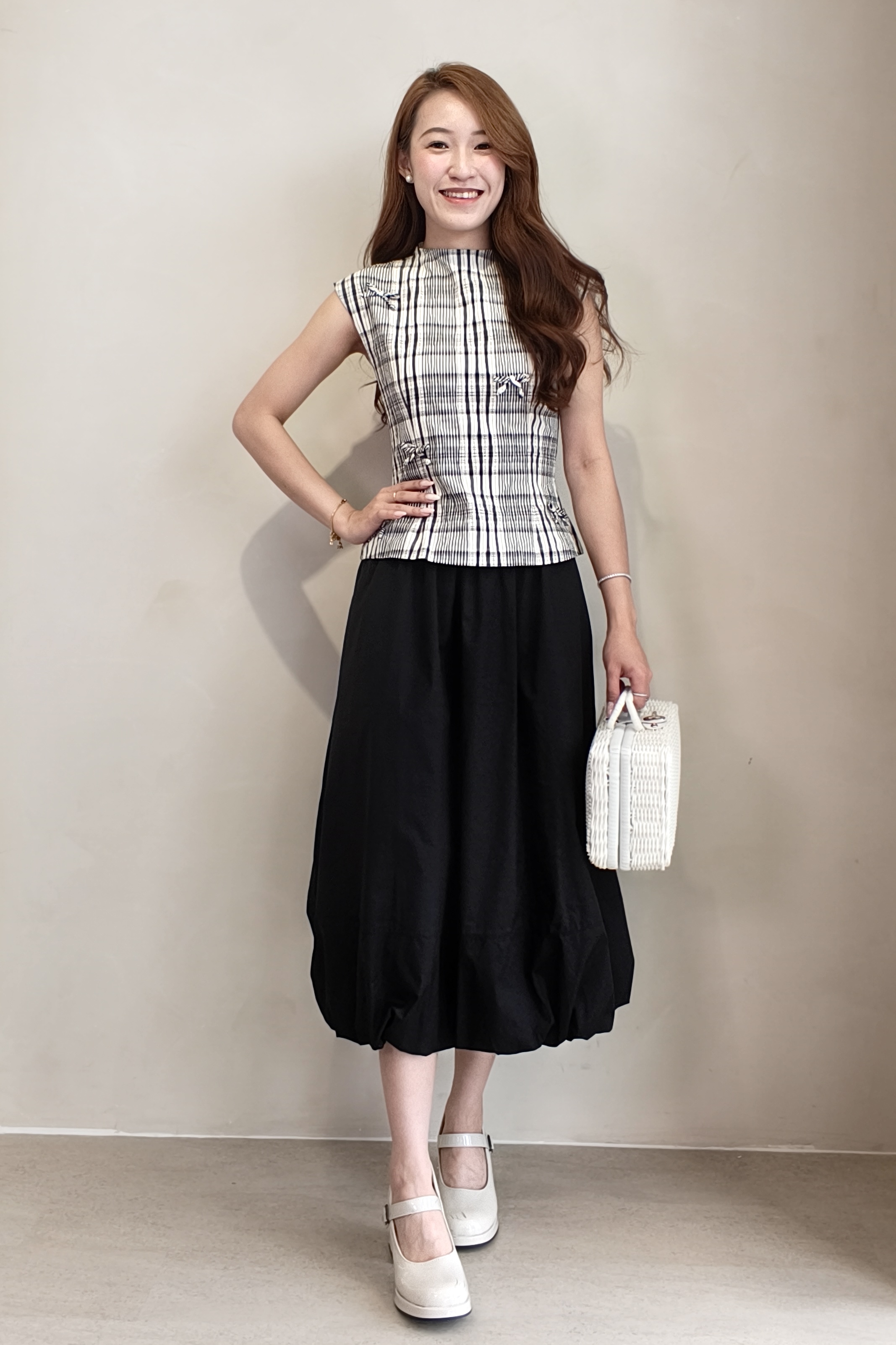 14105 Aurora Bubble Hem Maxi Skirt