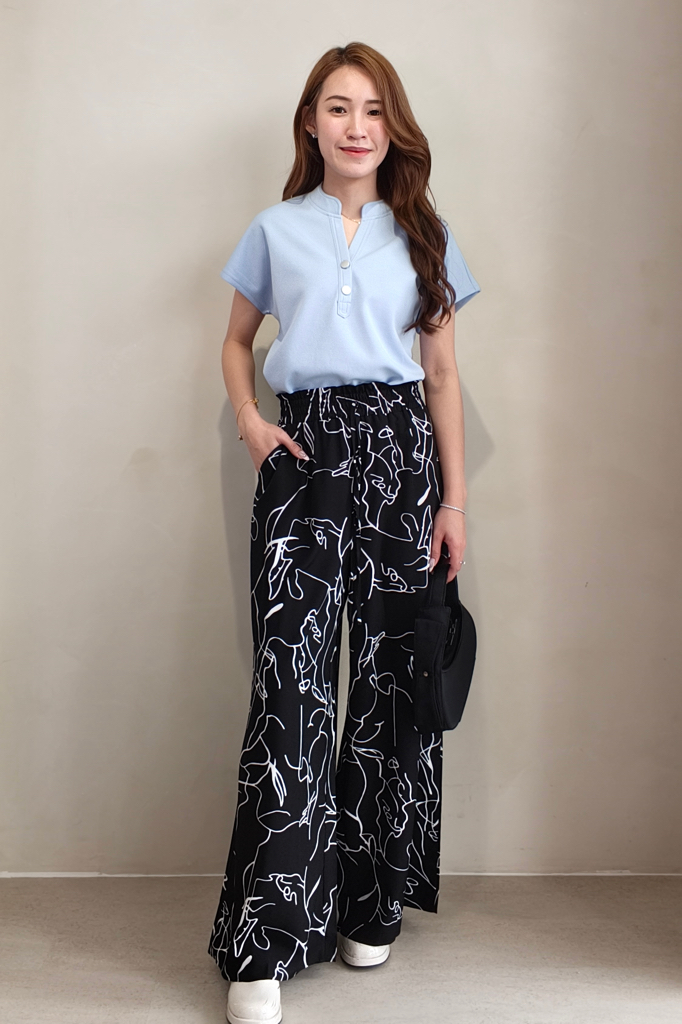 308541 Mandarin Collar Button Blouse
