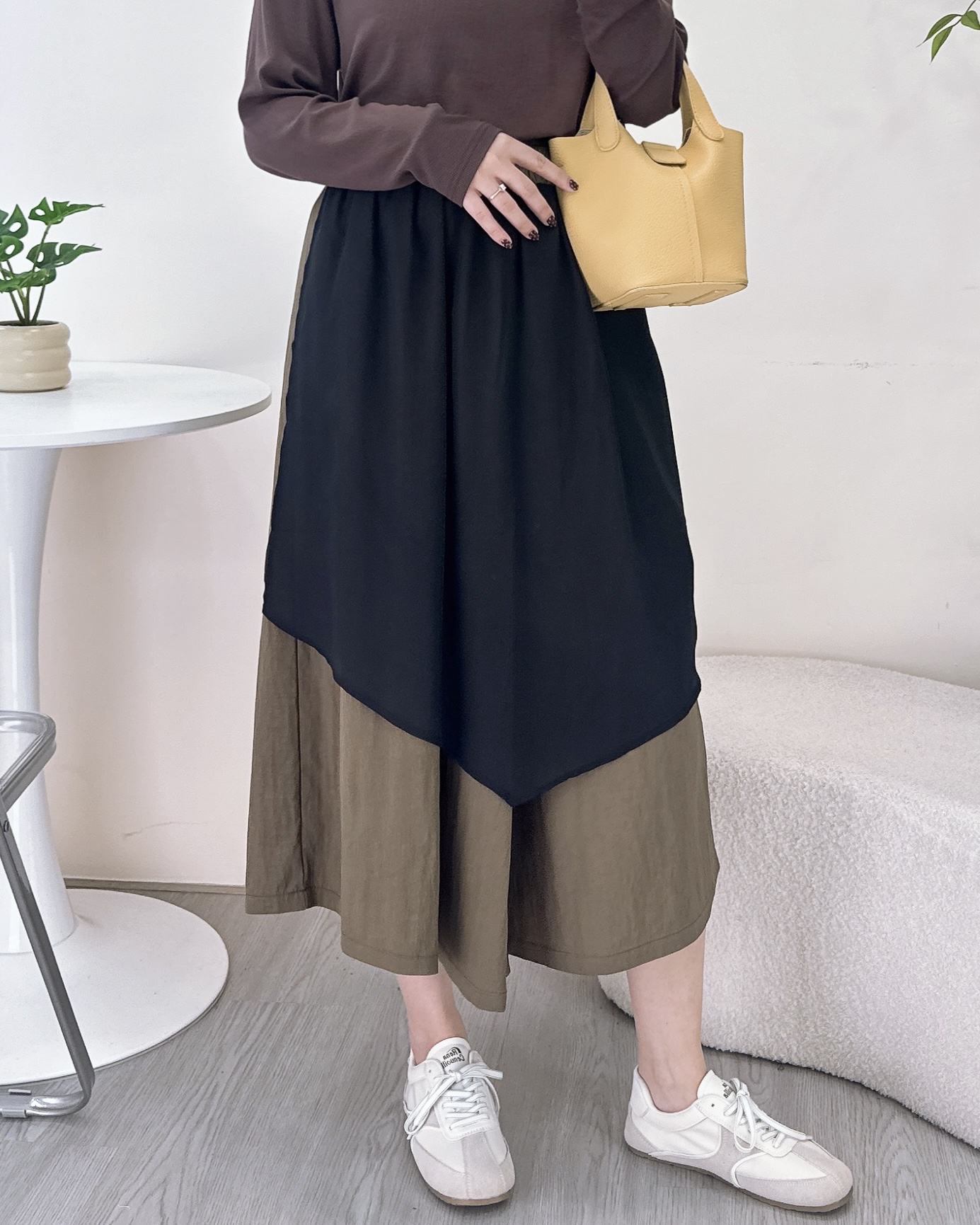舒服薄身拼雪紡裙褲 3色