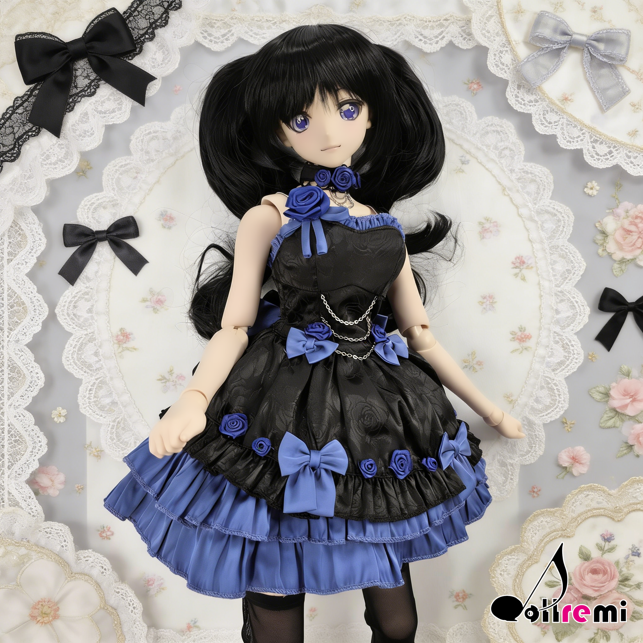 【dollremi】(DD0912) 午夜藍調協奏曲洛麗塔連衣裙 Nocturne in Blue Lolita One-piece