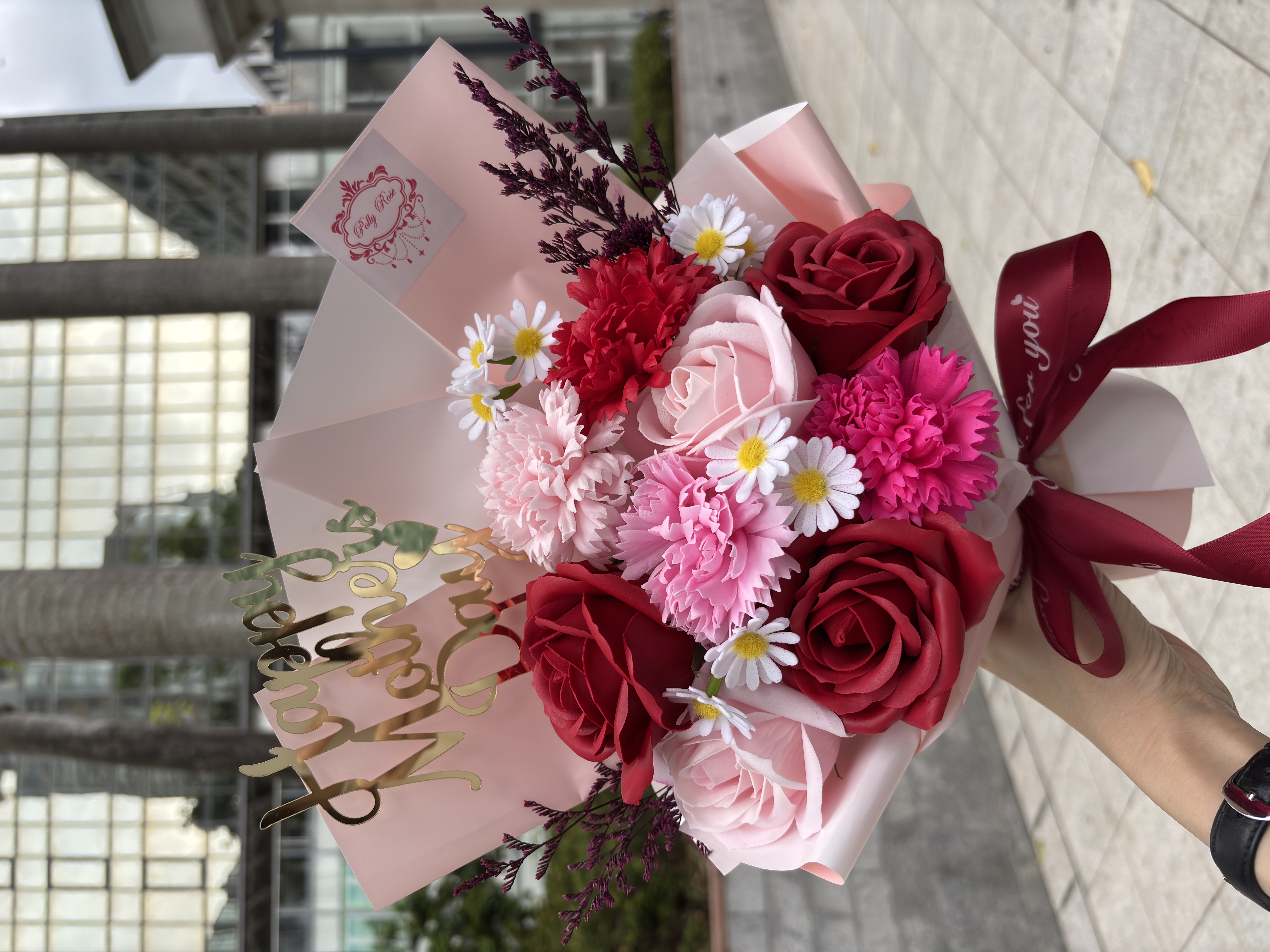 母親節肥皂花花束（康乃馨、玫瑰）