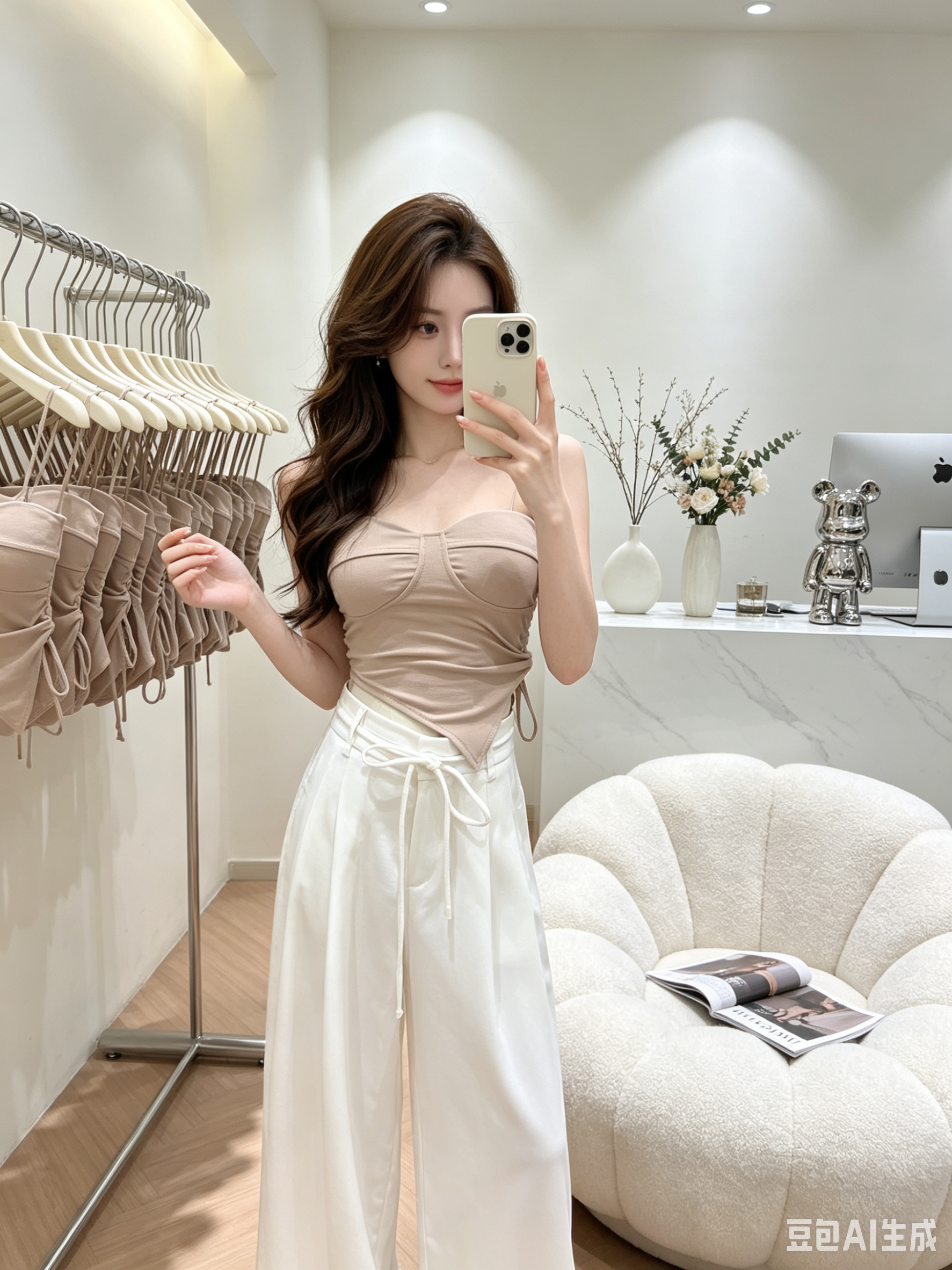 4459 Tie Waist 系带垂感阔腿西裤