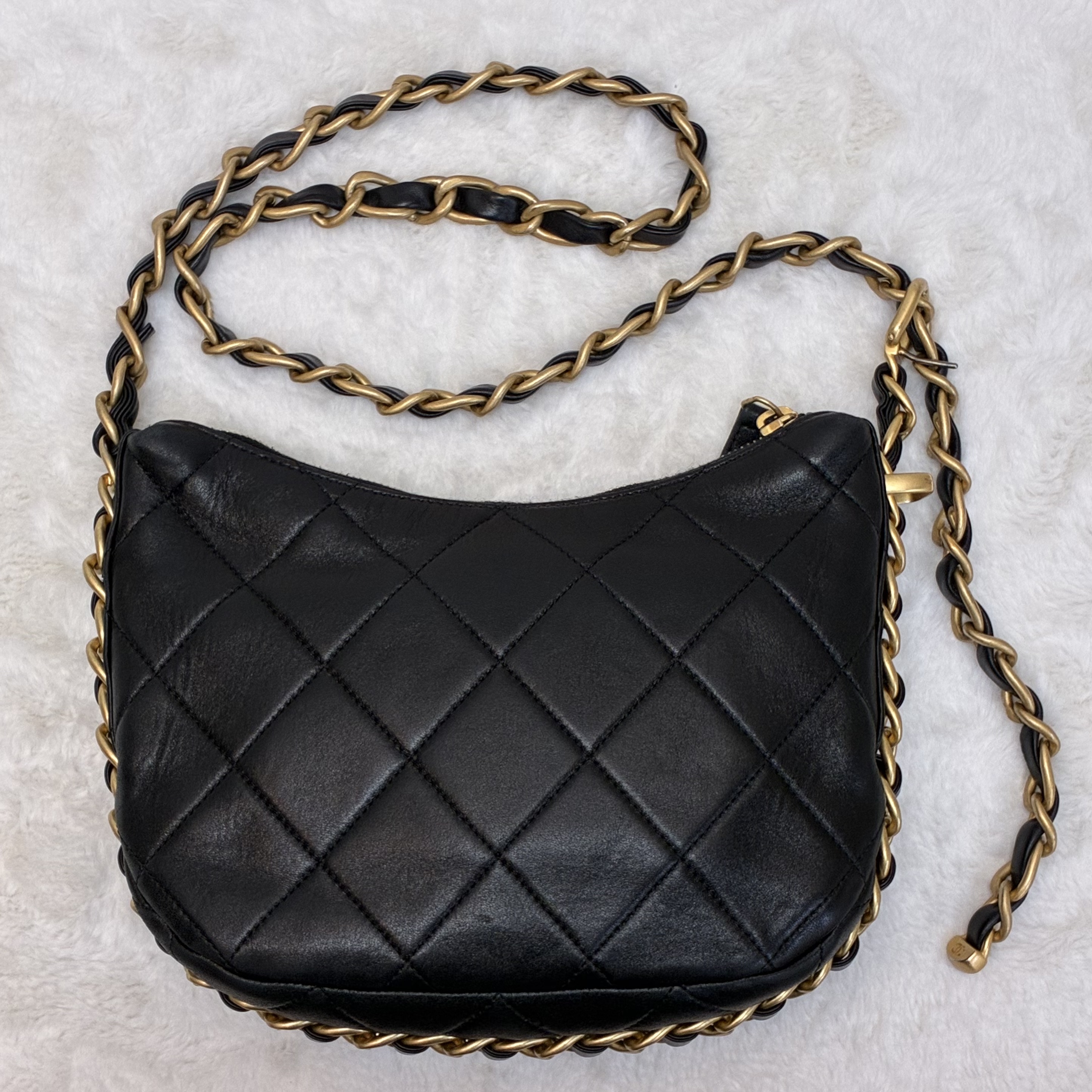 Chanel 23K 皮穿拉鍊單肩包 可調節