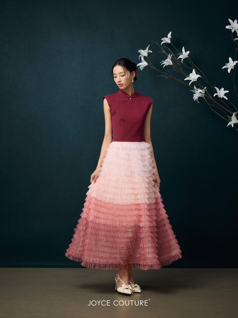 渐变色多层半裙 S0171