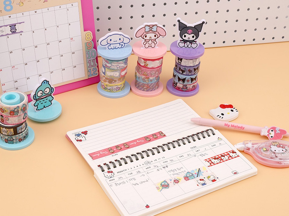 【預訂】韓國直送 Sanrio 三麗鷗角色造型紙膠帶收納收納架套組