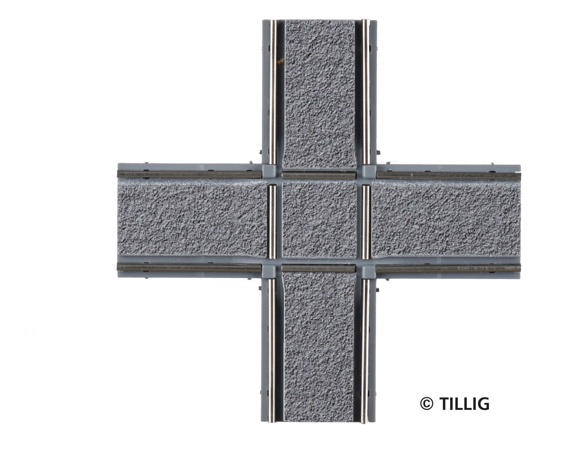 Tillig LUNA HO 十字路口鋪路石1:87 Crossing bitumen/concrete 馬路路軌•城市輕軌•電車路軌
