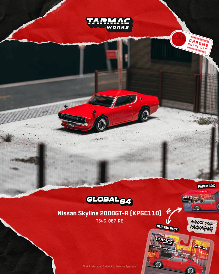 (預訂 Pre Order) Tarmac Works  ( T64G-087-RE ) Nissan Skyline 2000GT-R (KPGC110) Red
