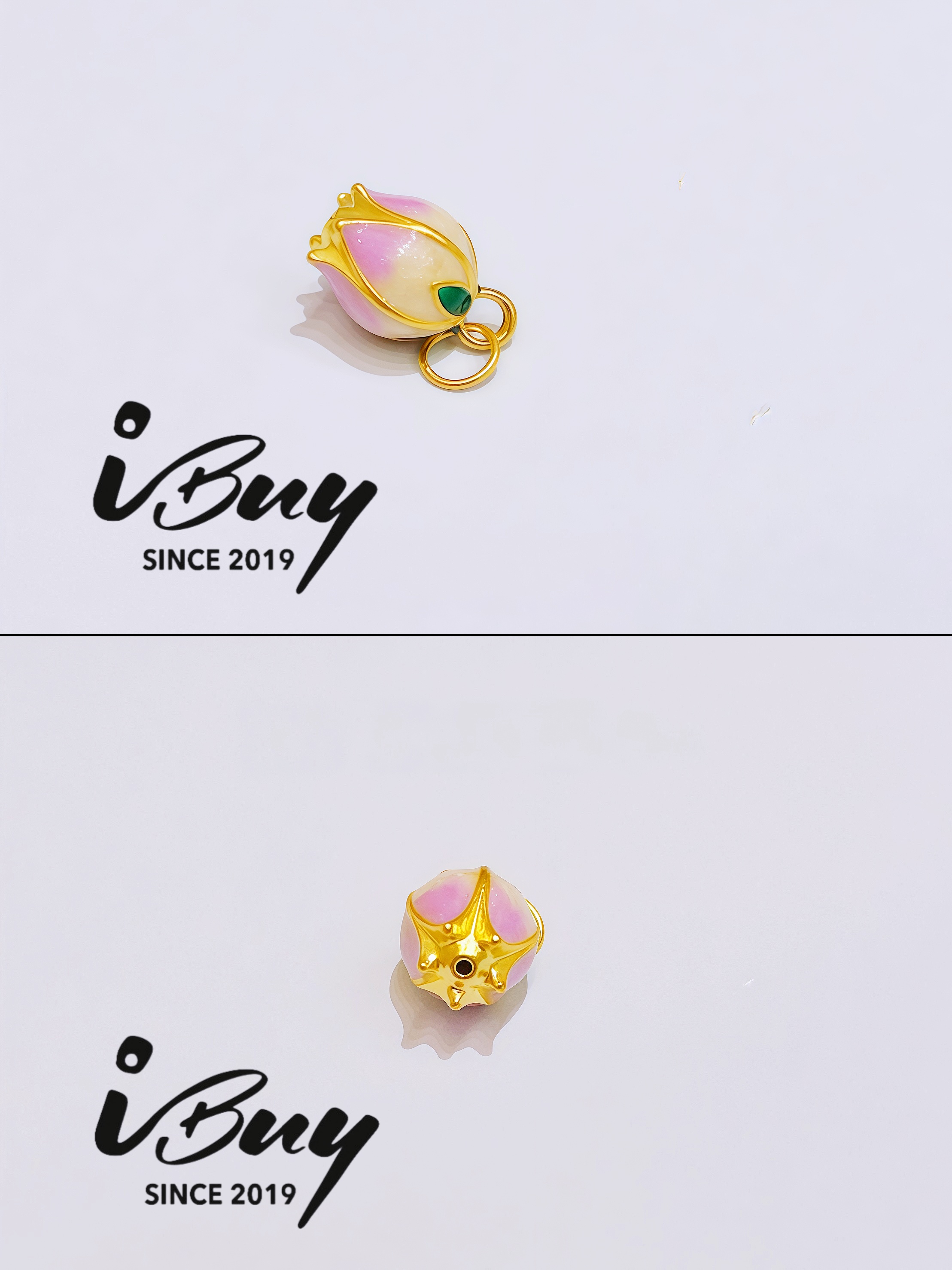999 GOLD ENAMLE TULIP PENDANT 999 金 珐琅郁金香吊坠