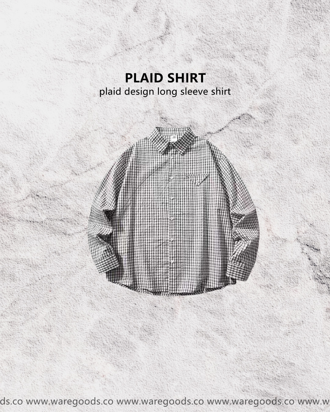 W193格紋翻領長袖恤衫