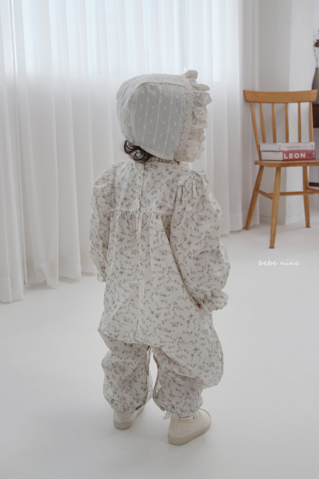 🌸預訂 韓國直送🌸🇰🇷Bebenine兩色碎花蕾絲荷葉邊方領寬鬆長袖連身服