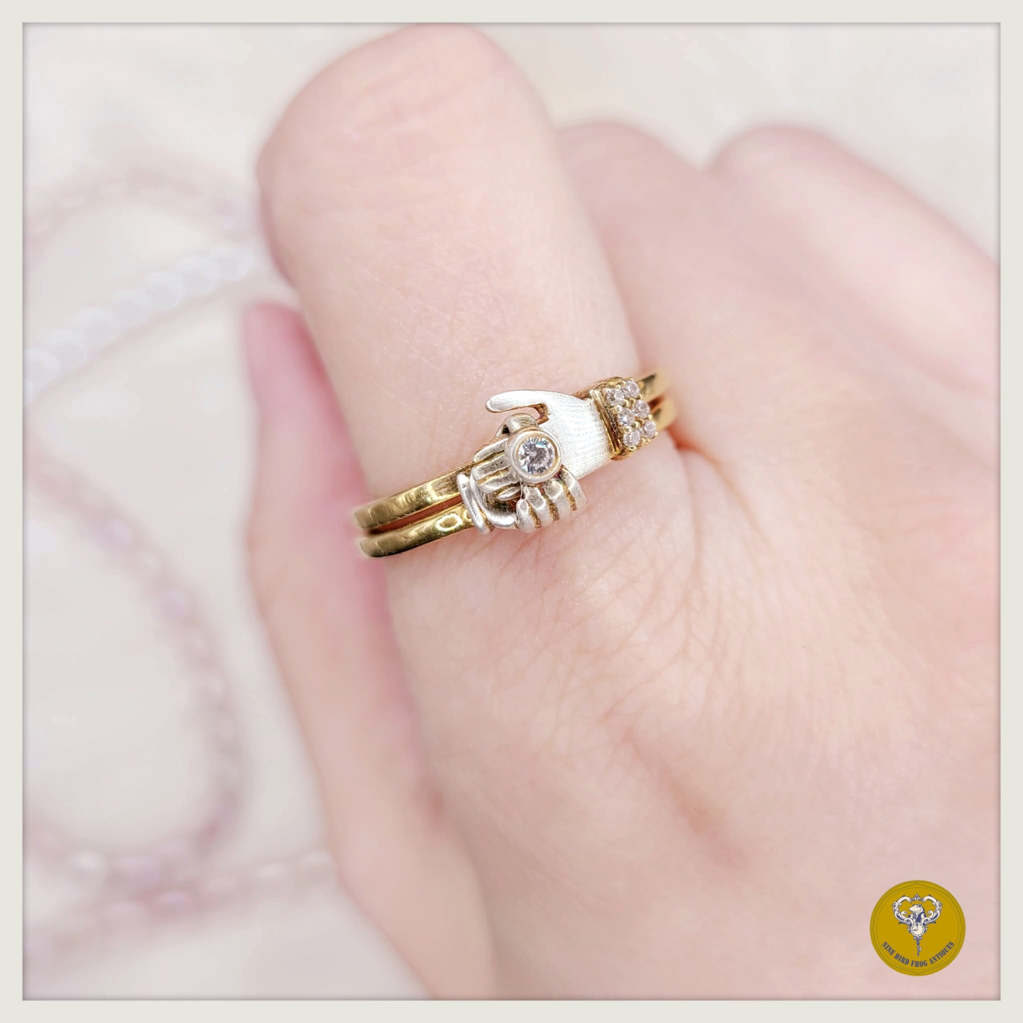 Gimmel Ring 鋯石純銀包金戒指