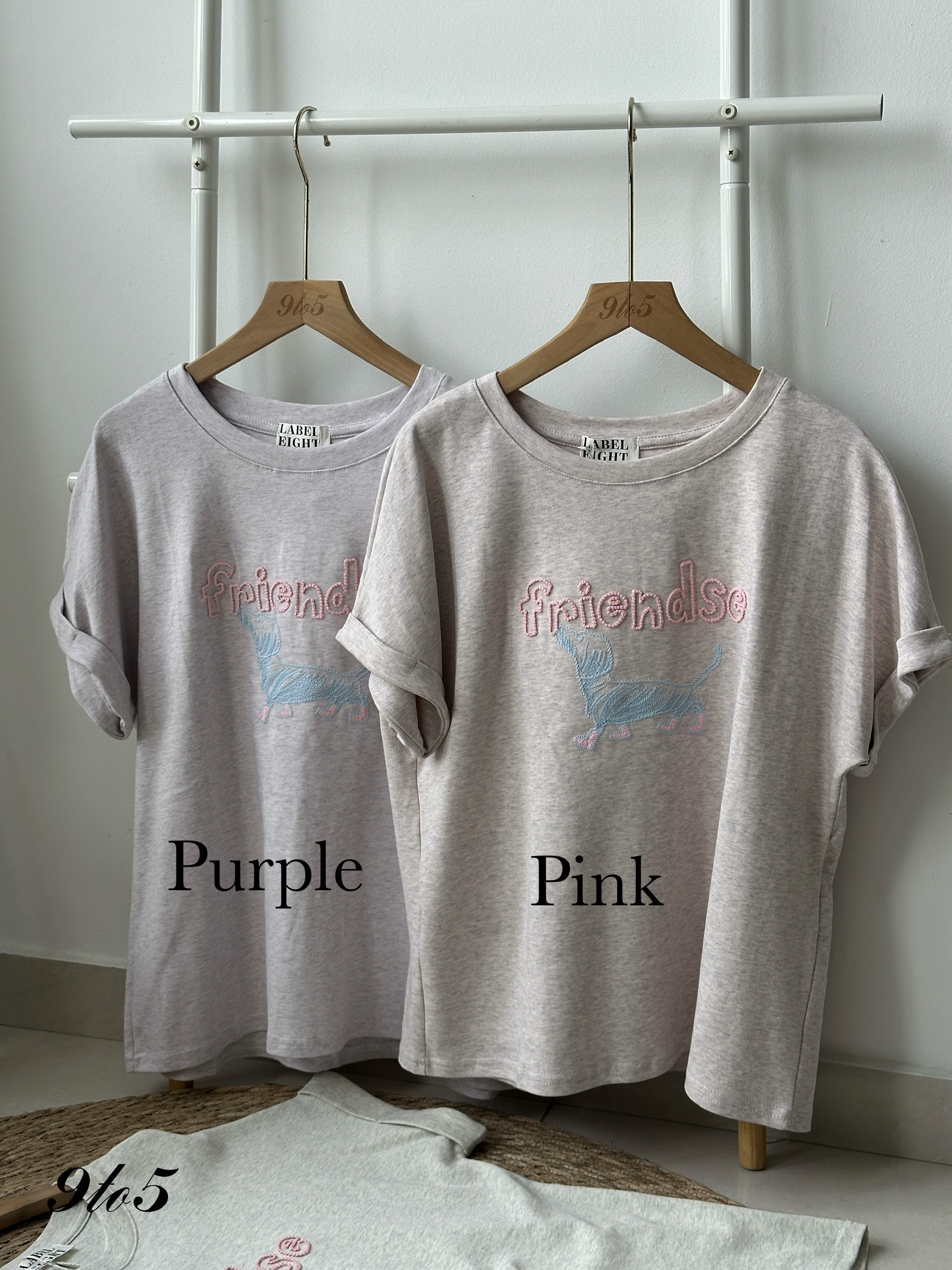 T4059 Dog Embroidery Tee - 4 Colors