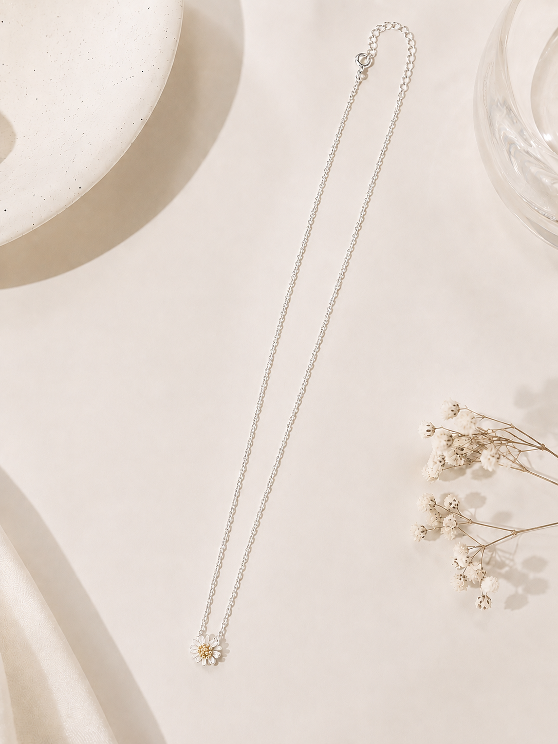 Korean Daisy Necklace Silver 925