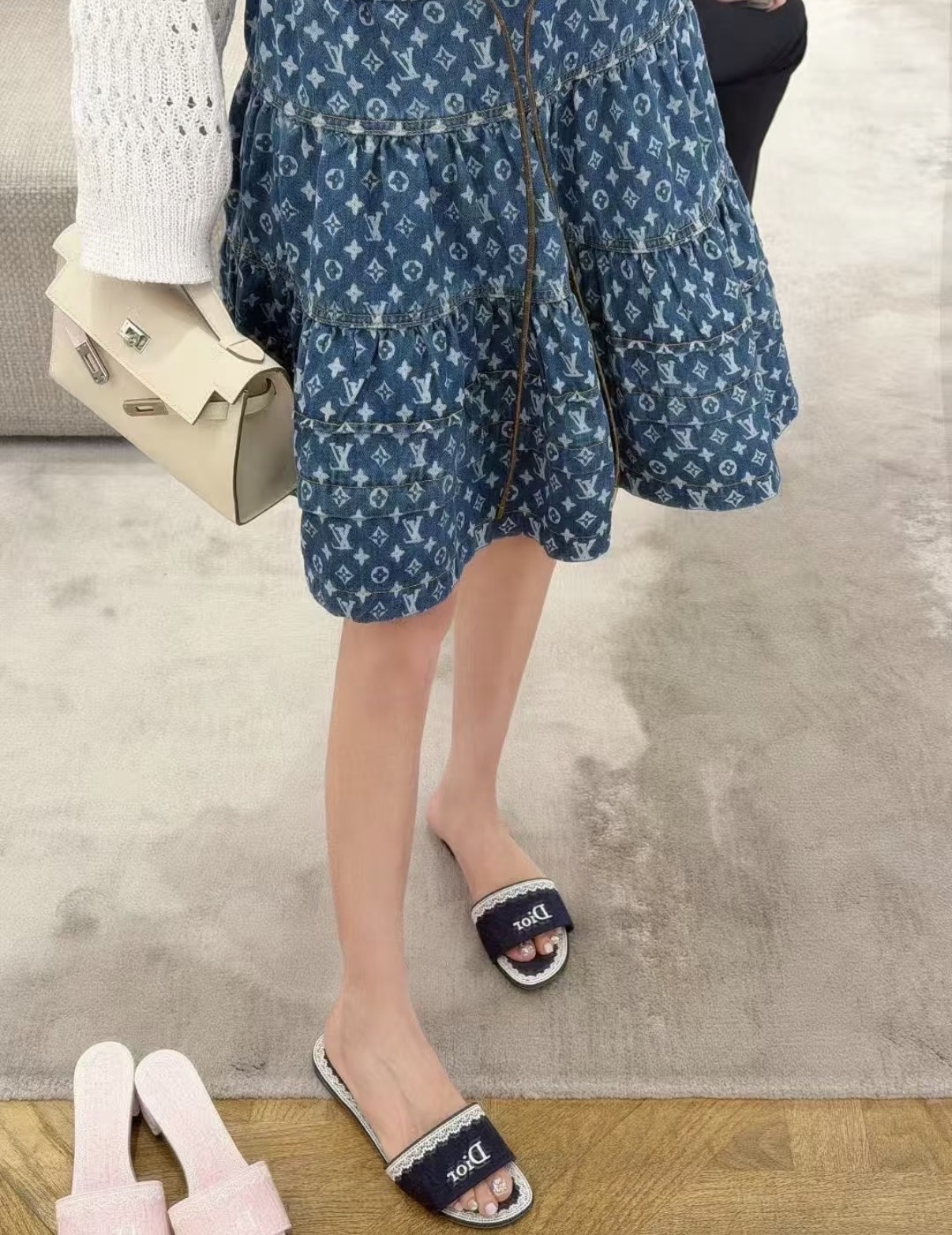 限時優惠✨訂貨🍒DIOR Dentelle Slide 黑色暗花lace ~可愛少女感up up ~  Size 36/36.5/37/37.5/38