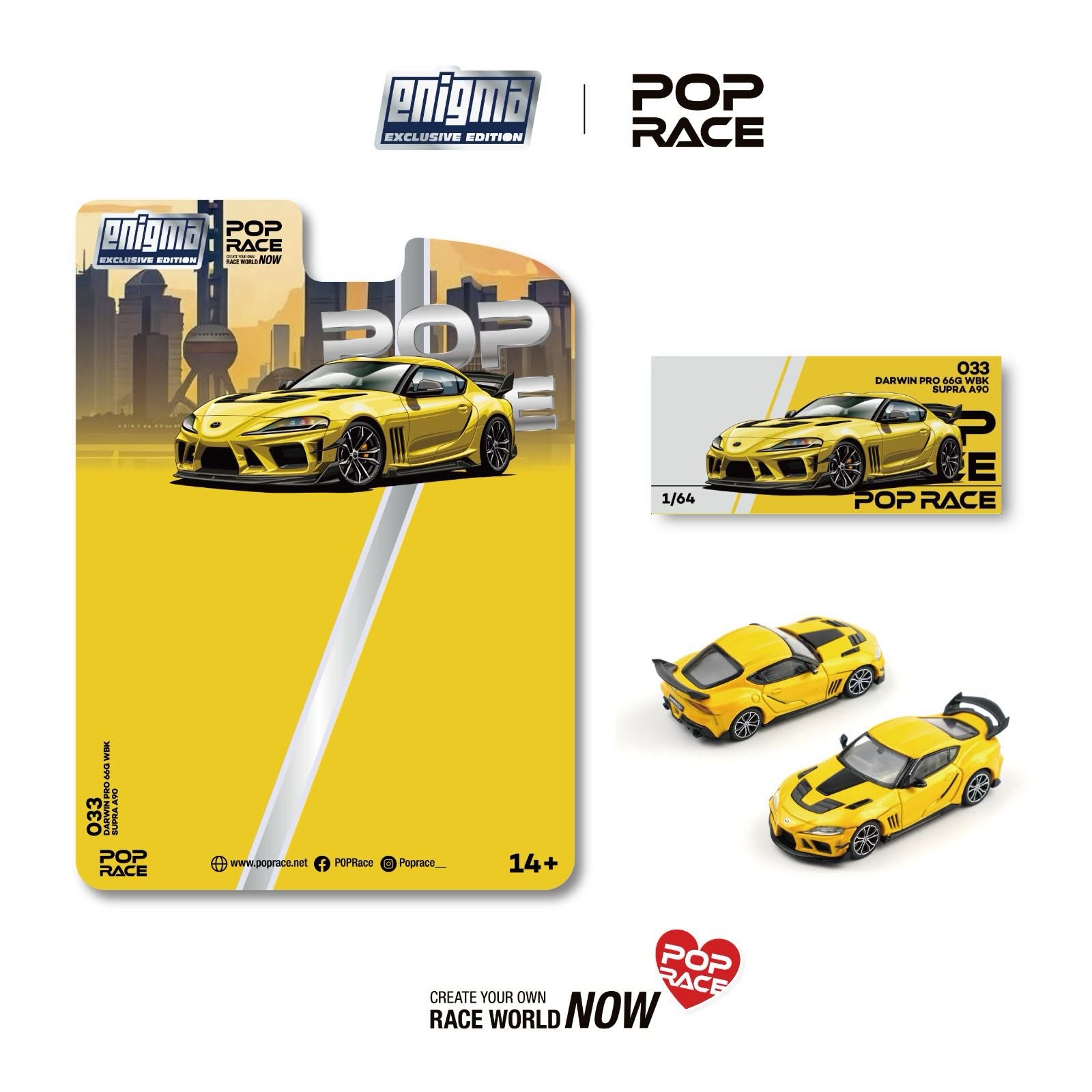 （預訂 Pre Order) Poprace (PRE033) DARWIN PRO 66G WBK SUPRA A90 NITRO YELLOW