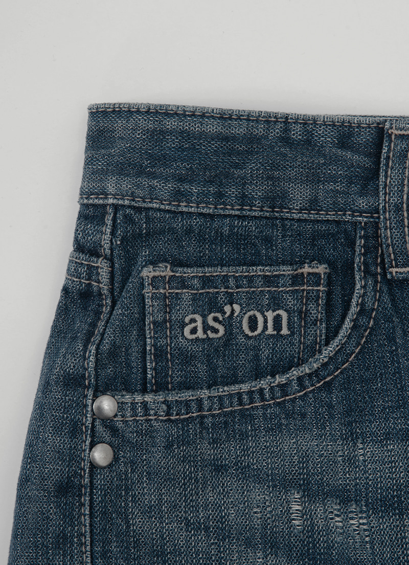 品牌代購 - ason) FOLD DENIM SHORT PANTS