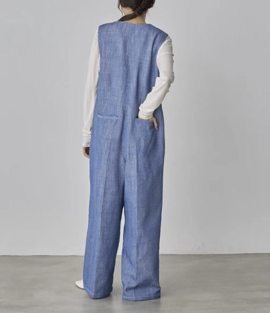 仿丹寧人字紋連身褲 - 2026 流行穿搭  女士連身褲 春夏秋時尚穿搭 優雅日常 柔軟舒適 獨特設計 易於配搭 日本直送   #JP-I-260031