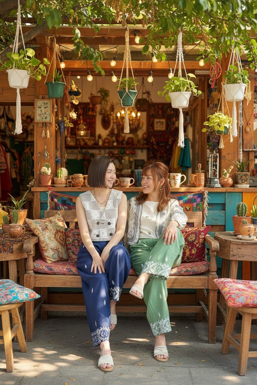 #1515 Blue Emb. Wide legs Pants