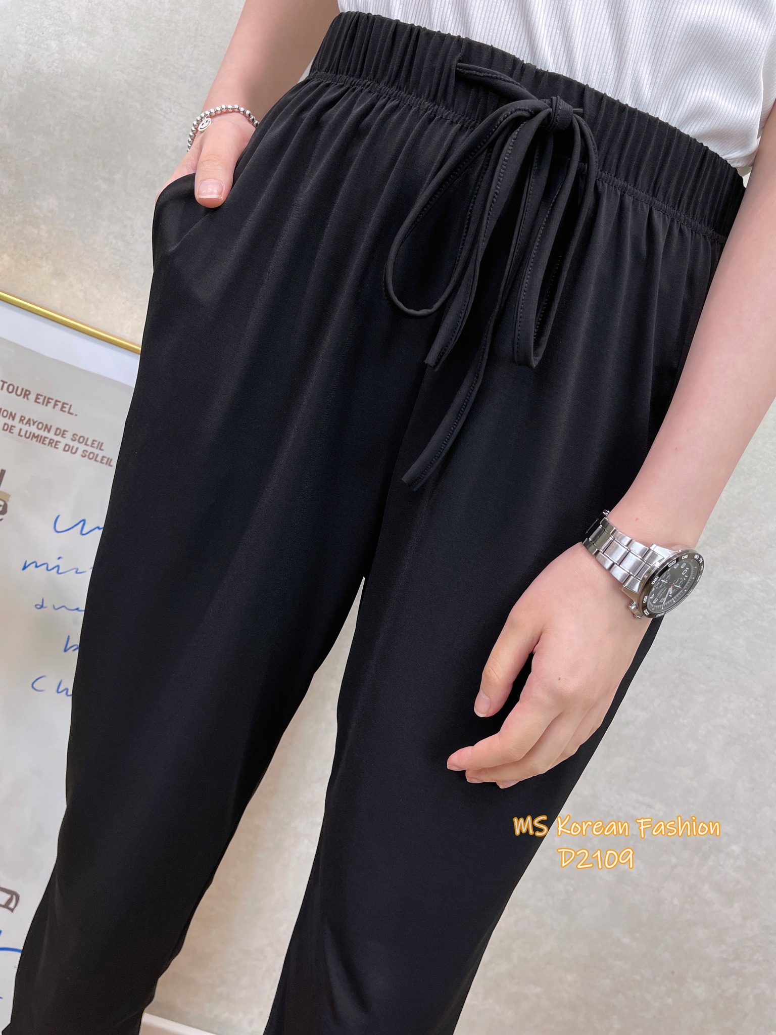 D2109 韓國🇰🇷冰涼料束腳休閒褲