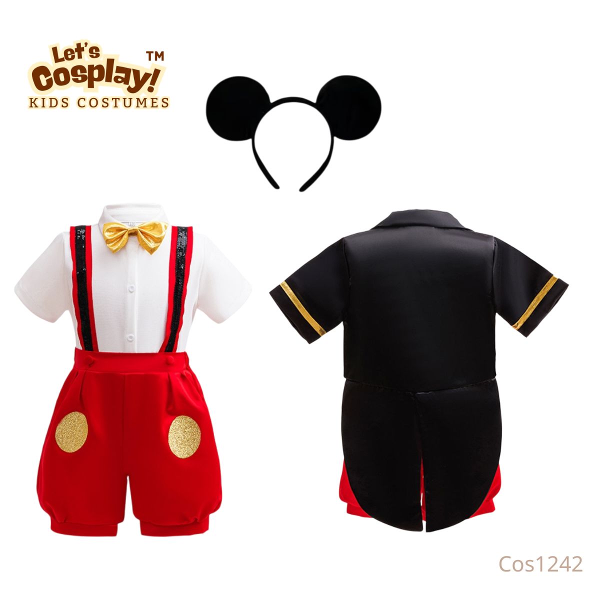 兒童米奇風格黑紅金禮服 迪士尼童話故事服裝 Mickey Mouse Costume｜Lets Cosplay 香港現貨｜COS1242