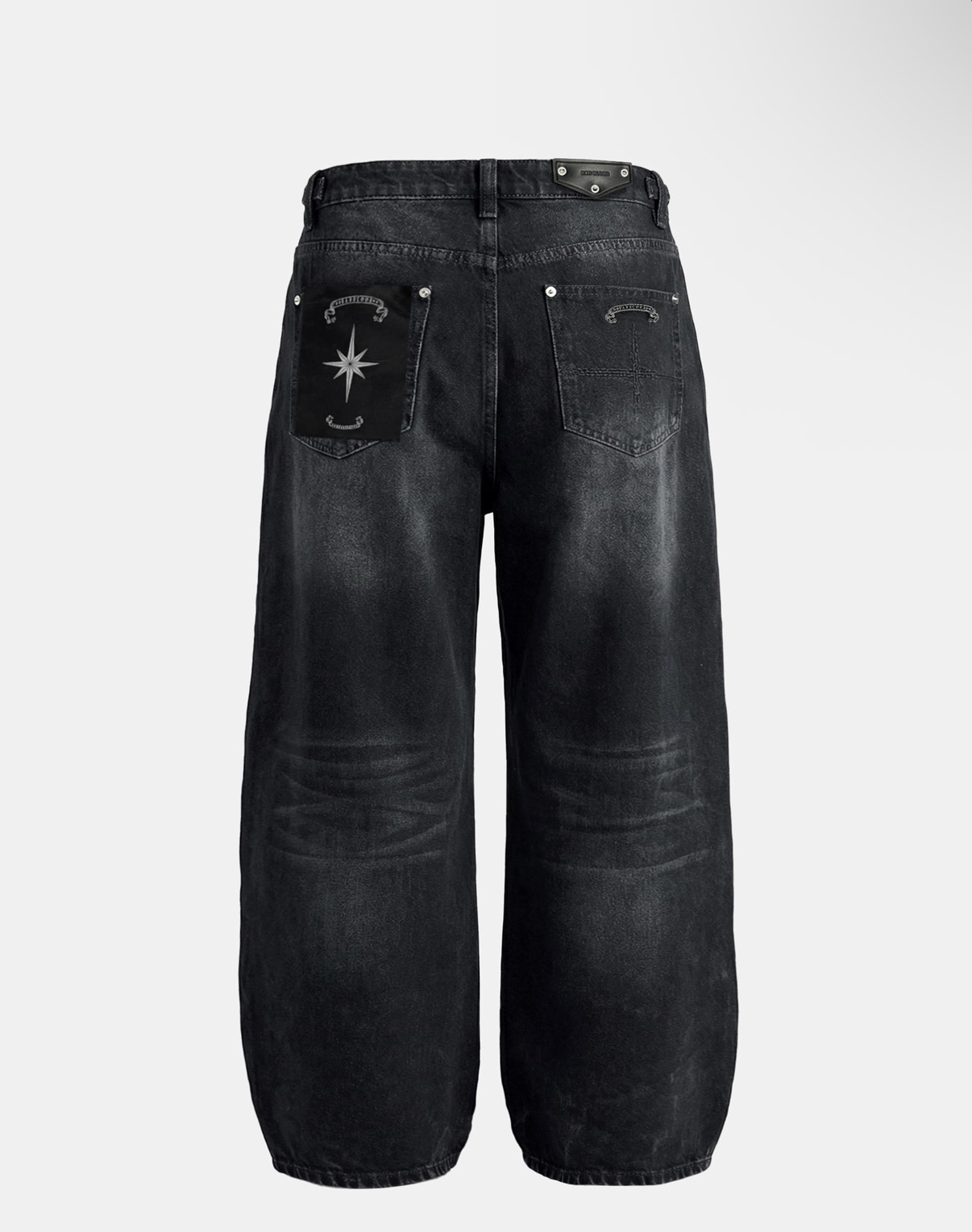 BADBLOOD新款[w-jeans26-001] Billy Track Jeans Baggy Fit - All Black