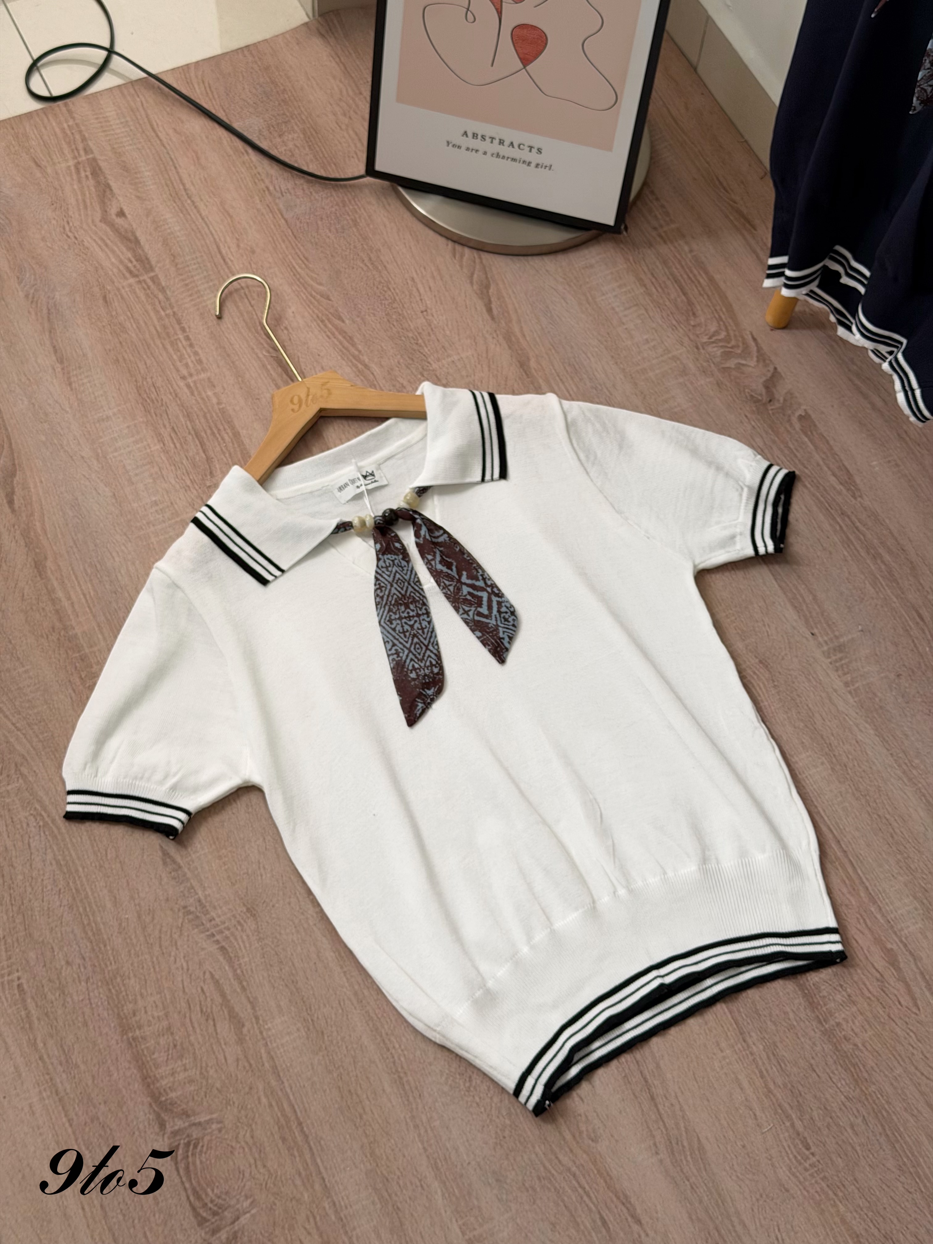 T4513 Preppy Style Knit Polo Top - 3 Colors 