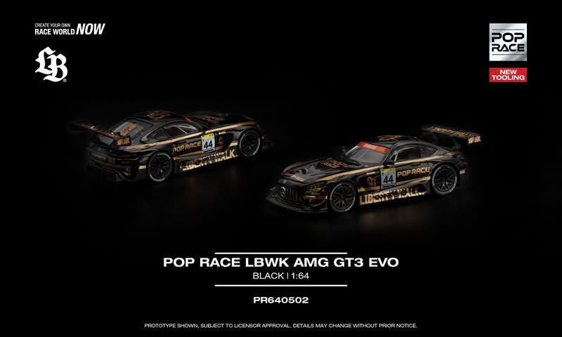 （預訂 Pre Order) POPRACE  ( PR640502 ) POP RACE LBWK AMG GT3 EVO BLACK