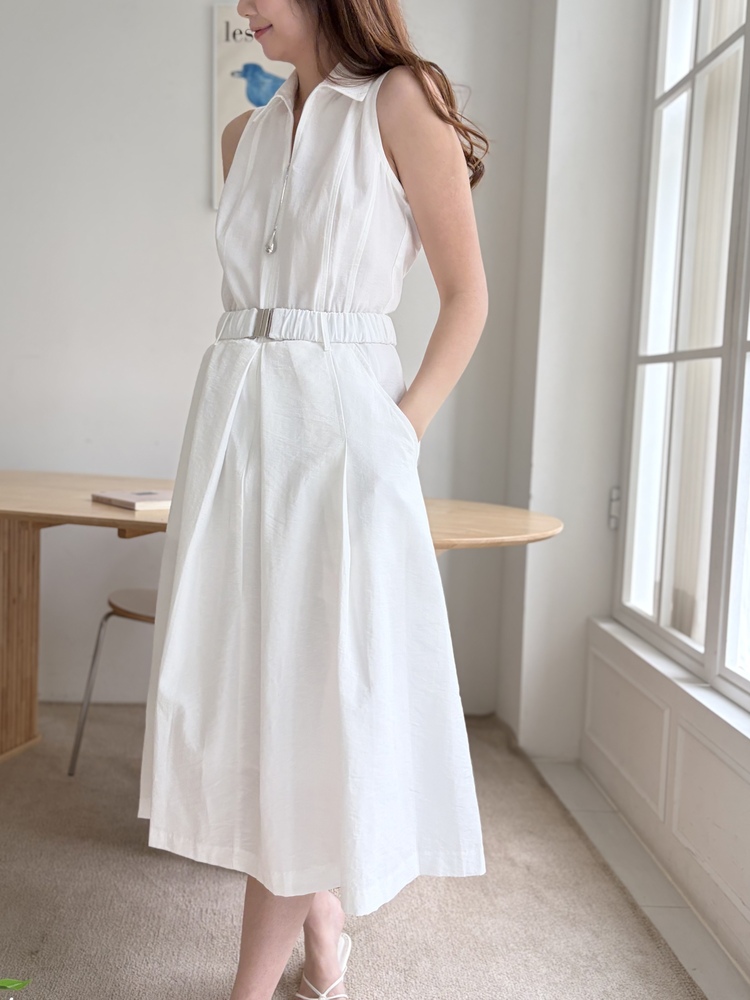 Jardin Belted Zip-Front Dress