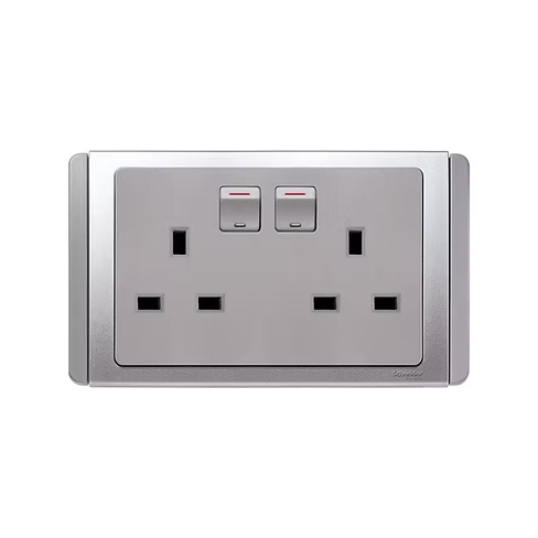 施耐德 NEO 銀灰 13A孖蘇有掣有燈 插座