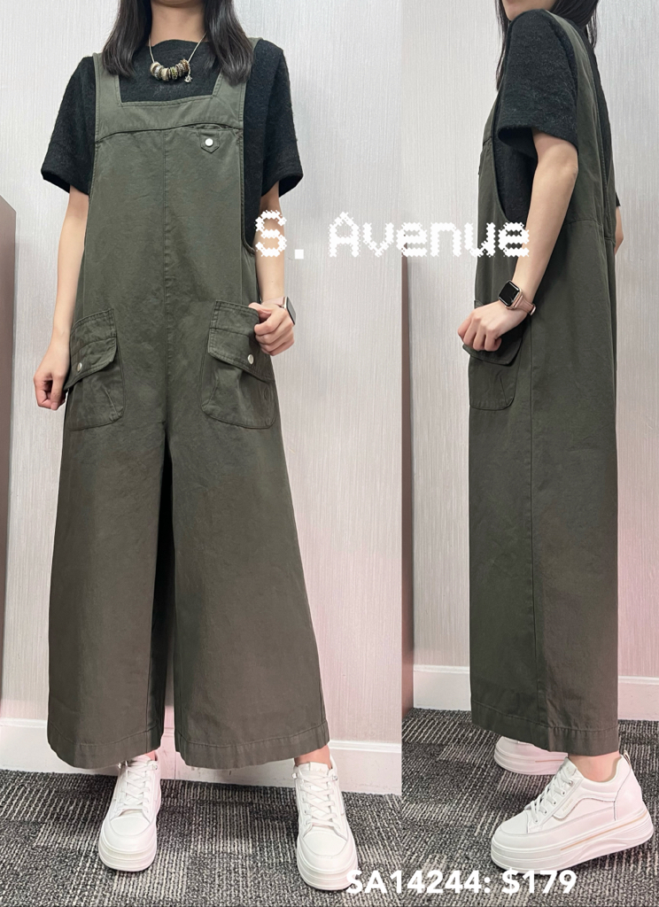 SA14244: 粗帶前兩袋工人長裙褲