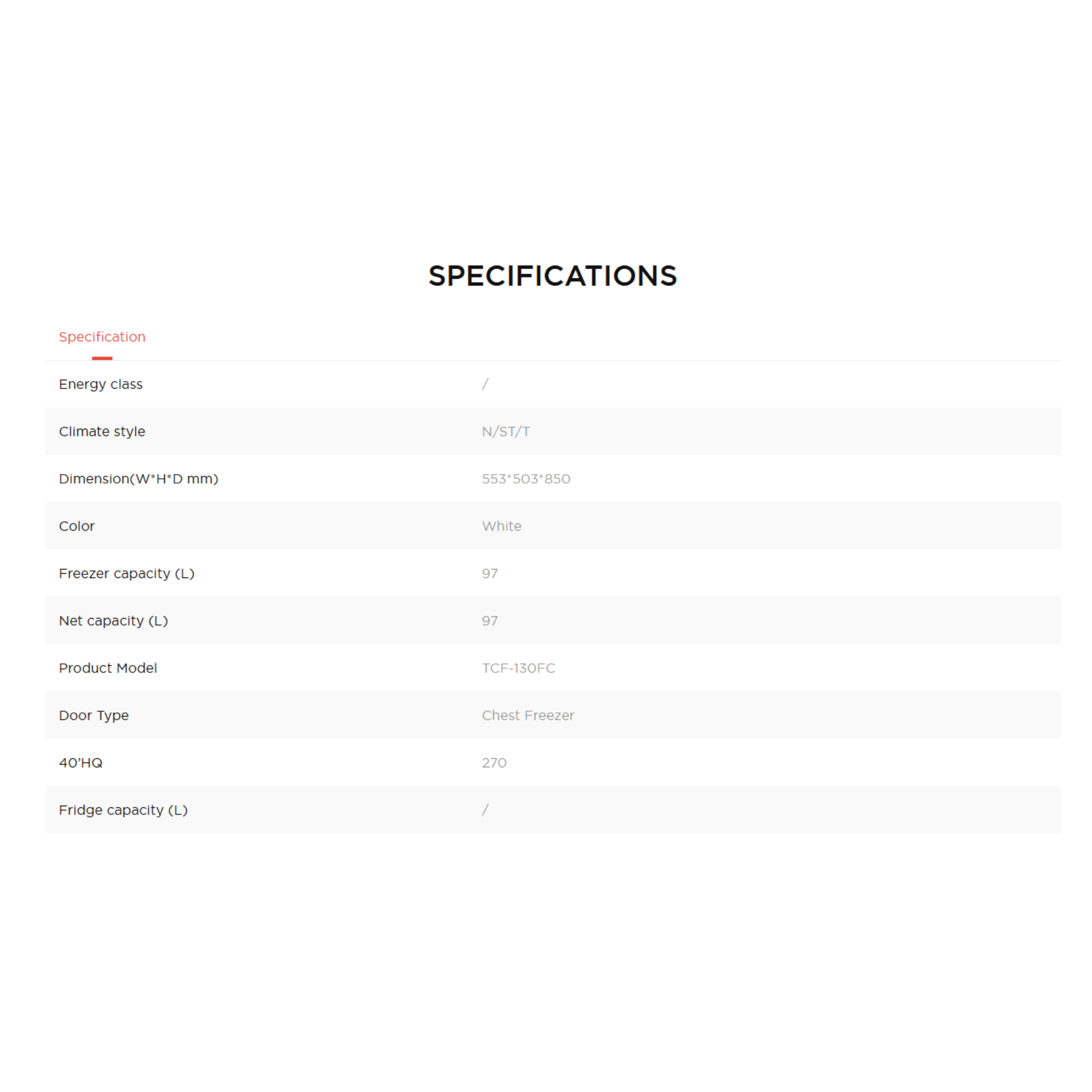 TCL 99L Chest Freezer (TCF-130FC)