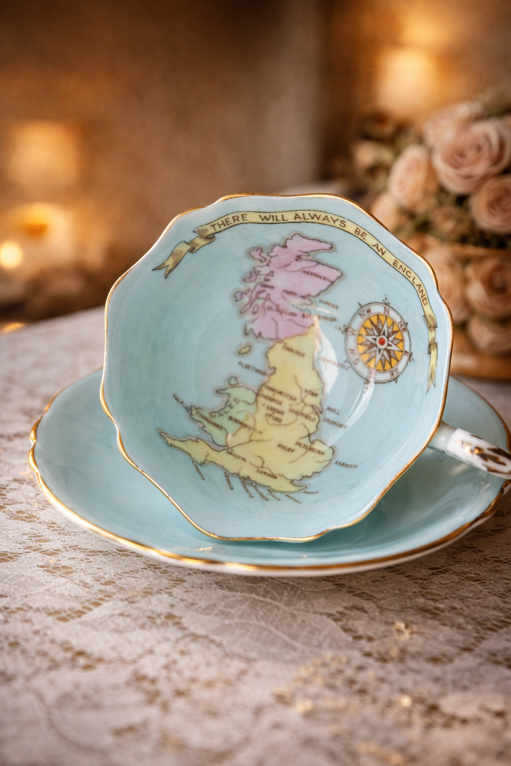 RARE！Paragon 1939 -1942 WW2 Patriotic Series "War of Britain" Great Britain Map Tea Set Duo（MT2133）