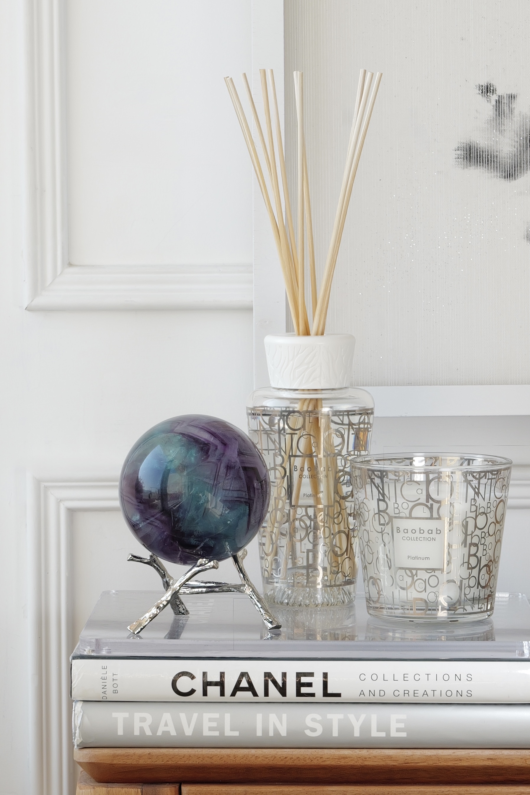 ༒1.1kg+ 8.4cm紫藍綠千層紋螢石球༒    FLa029H2MAG10FJ-RA3*6tm