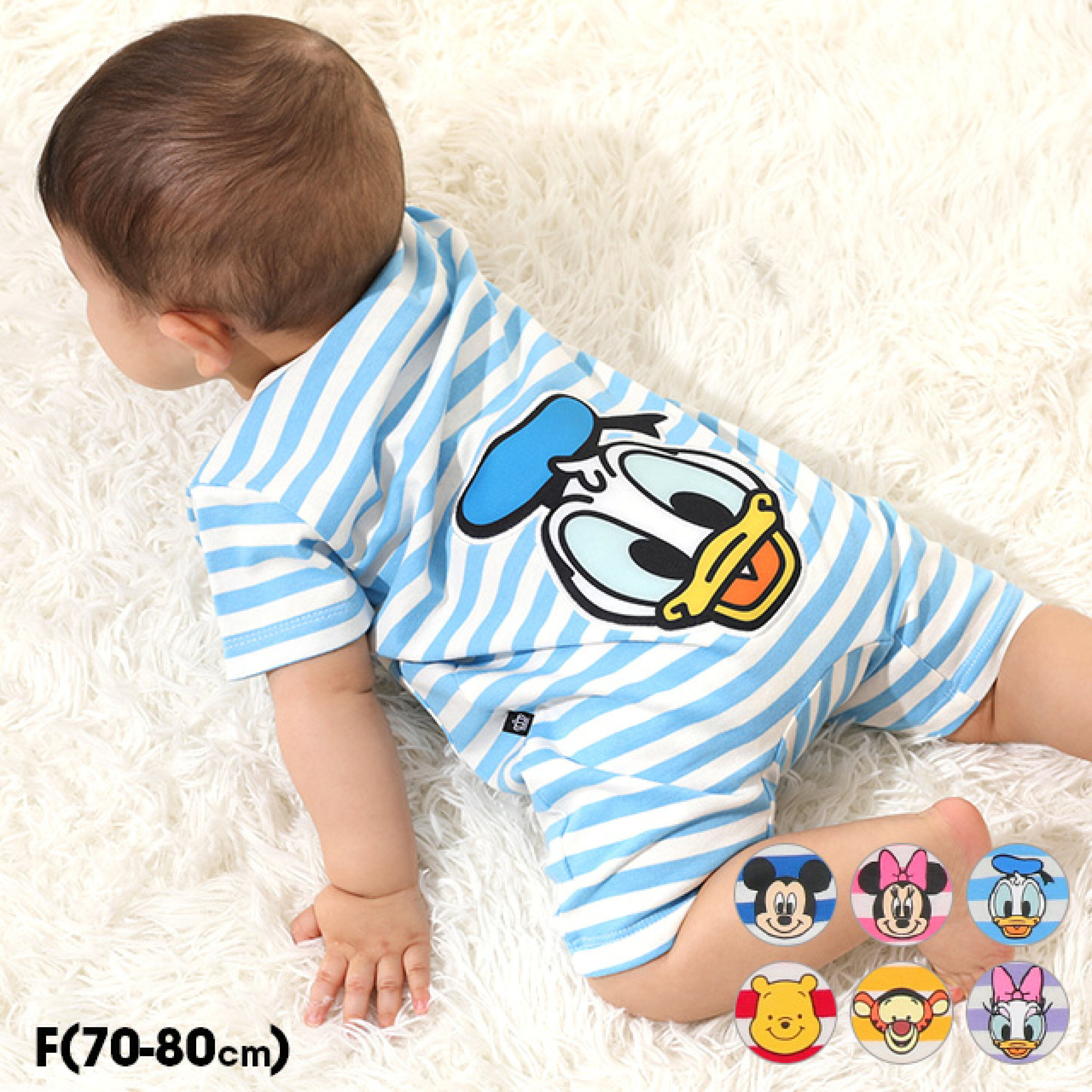 🇯🇵預訂 日本直送🇯🇵Babydoll x Disney六色臀部人物大貼花條紋短袖連身服