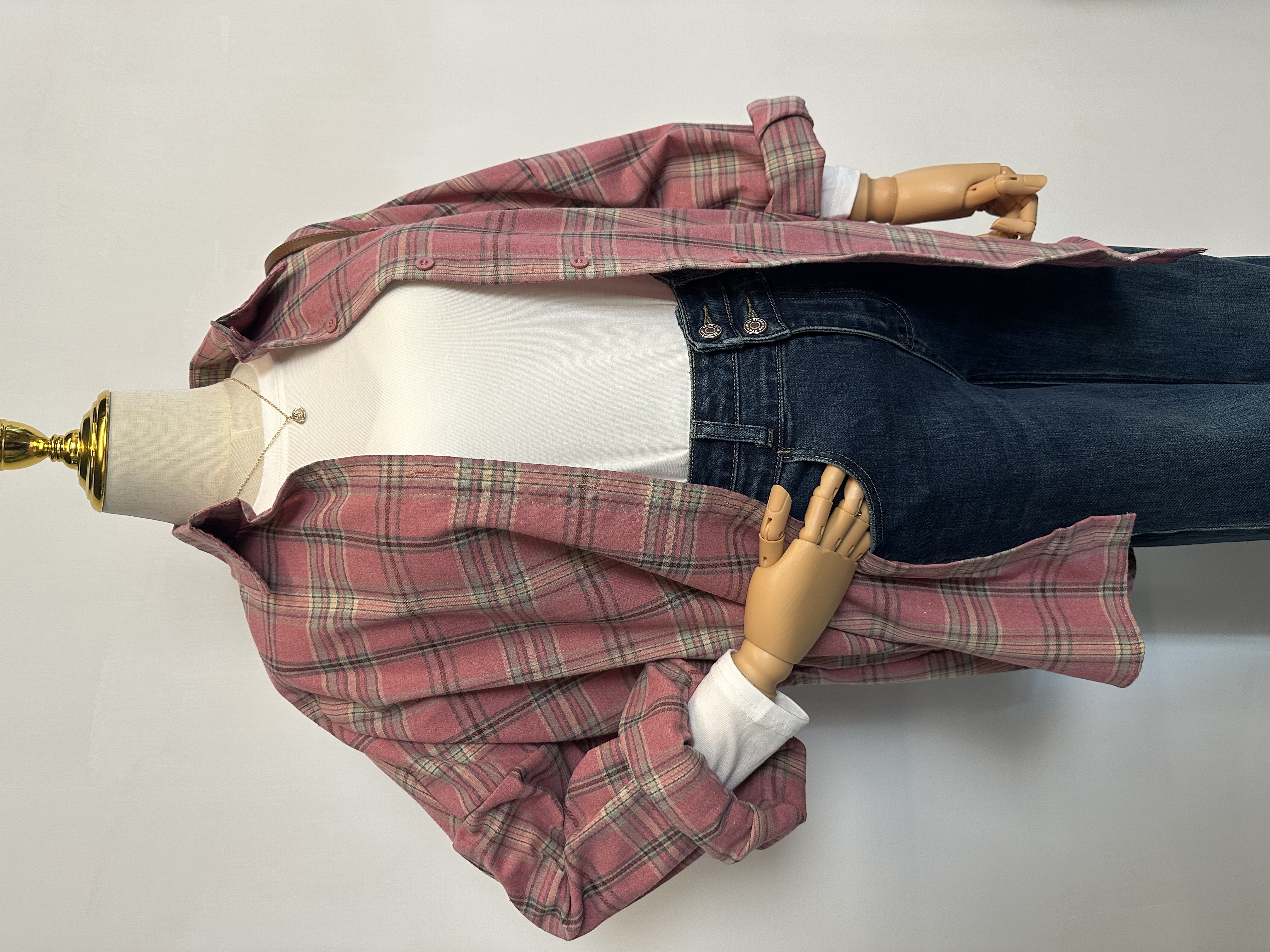 Oversize 格仔紋裇衫（乾燥玫瑰色）