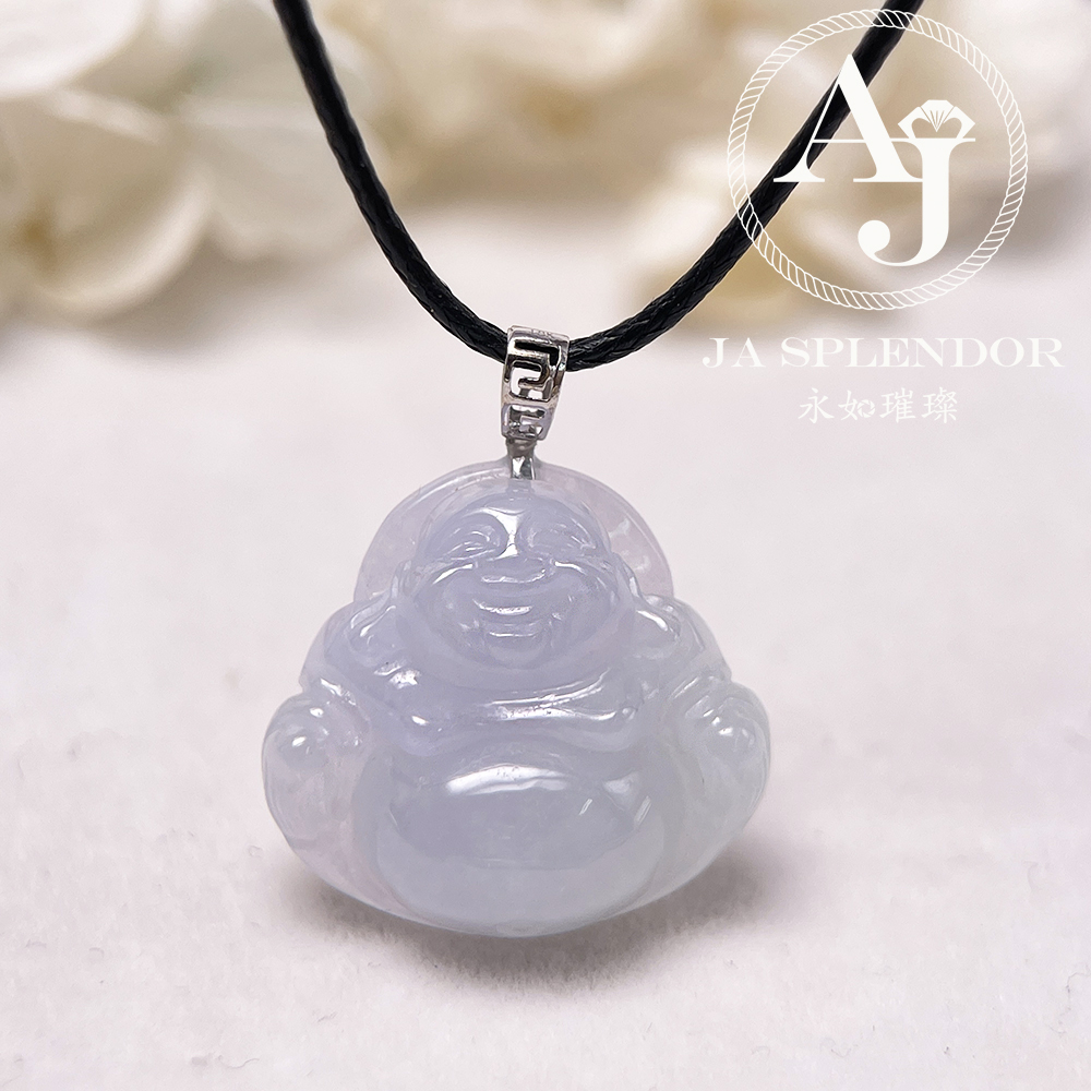 JNK-799 天然翡翠A玉 冰種春彩佛公18K金吊墜