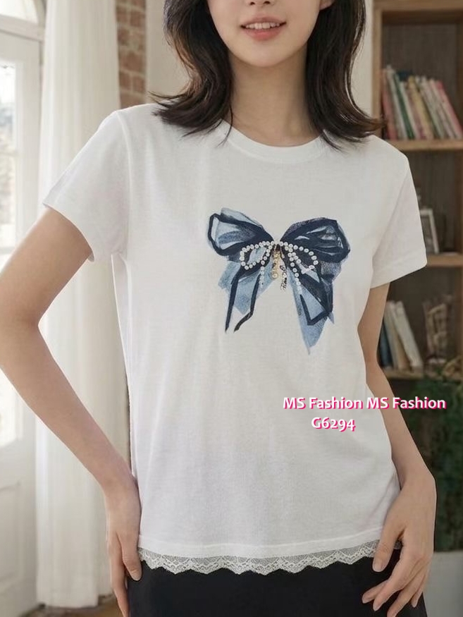 G6294 韓國🇰🇷蝴蝶print lace腳top