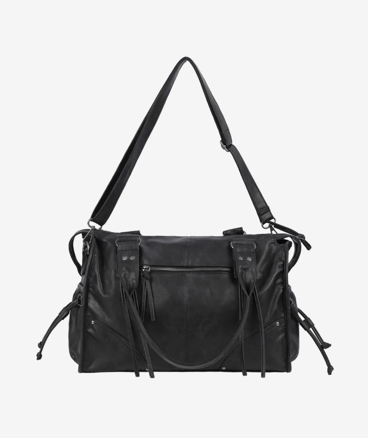 Fancyclub BELTED WASHING LEATHER BAG (BLACK) F25QE990