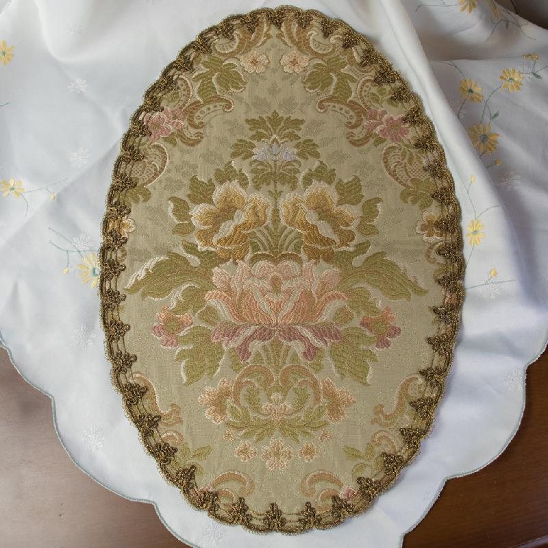 (Last one !) c.a. 1970s Italian Elegant Sage Green Table Mat /Tapestry Dollies (MT293)