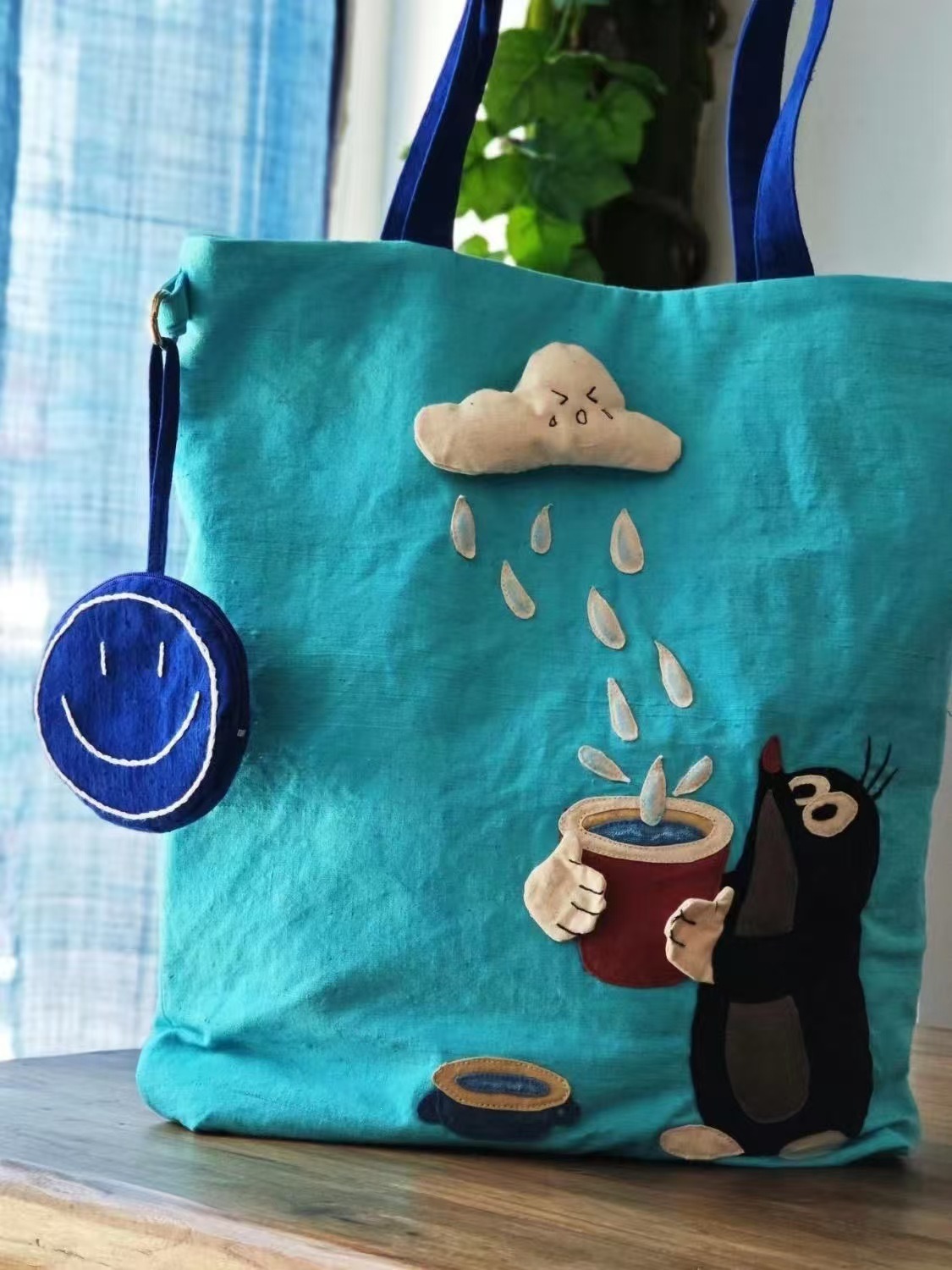 🇯🇵日式雲朵鼴鼠刺繡輕便購物袋