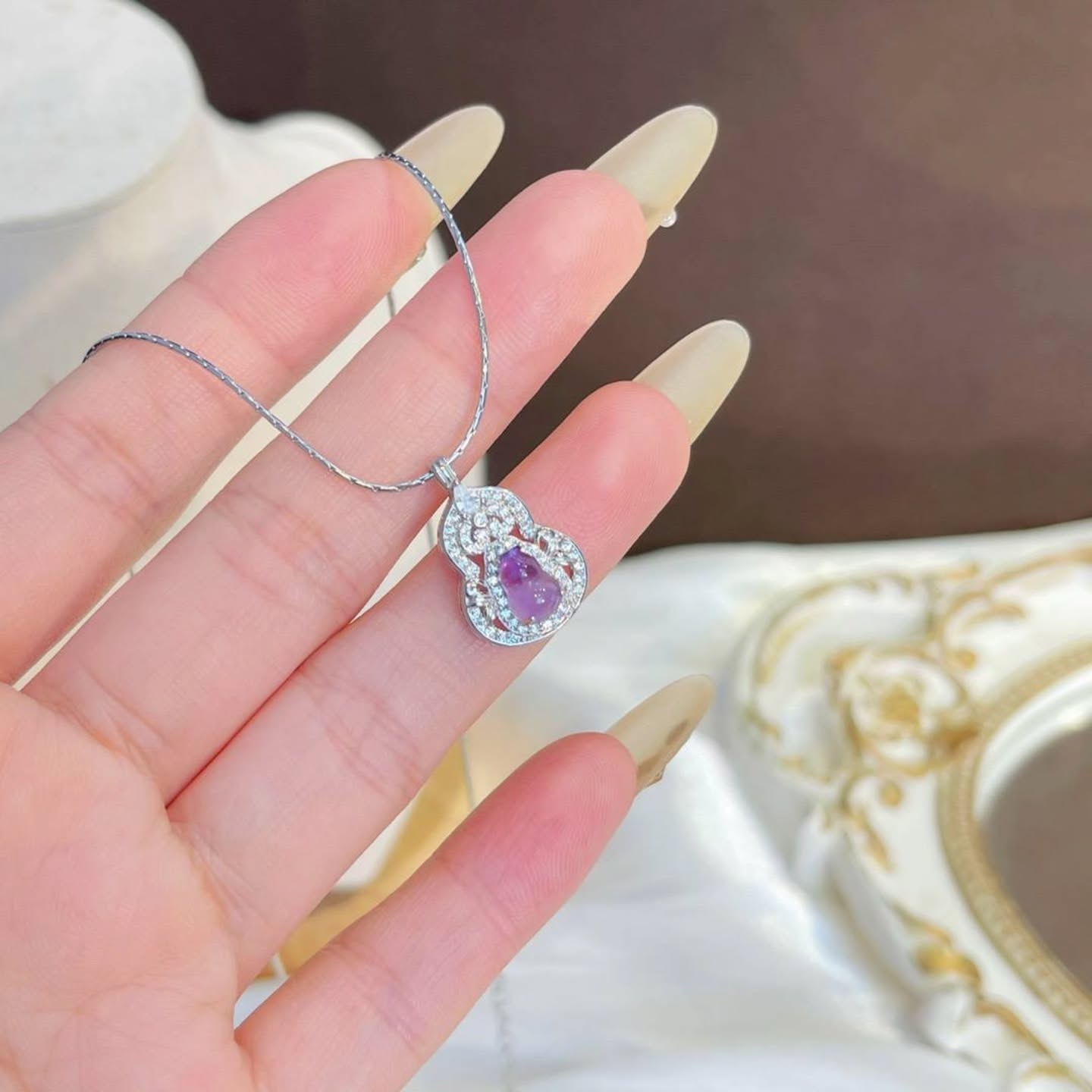 🆕天然紫水晶葫芦项链 🇨🇳