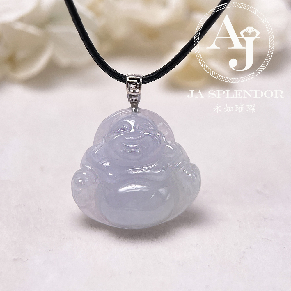JNK-799 天然翡翠A玉 冰種春彩佛公18K金吊墜