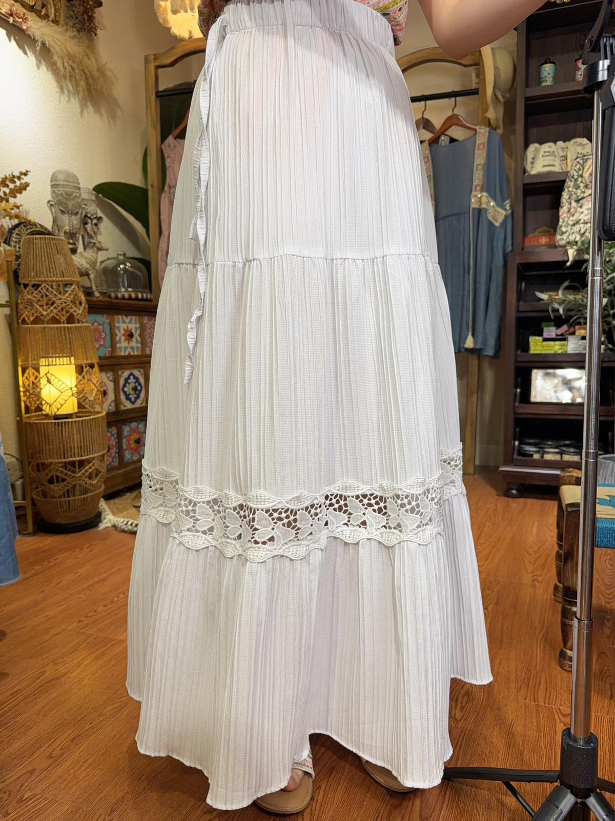 2183 White 3-Layer Broderie Anglaise Skirt Full Rubberband 37"